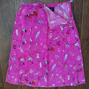 Requirements Pink A-Line Skirt with Illustrated Figure Print Size 10